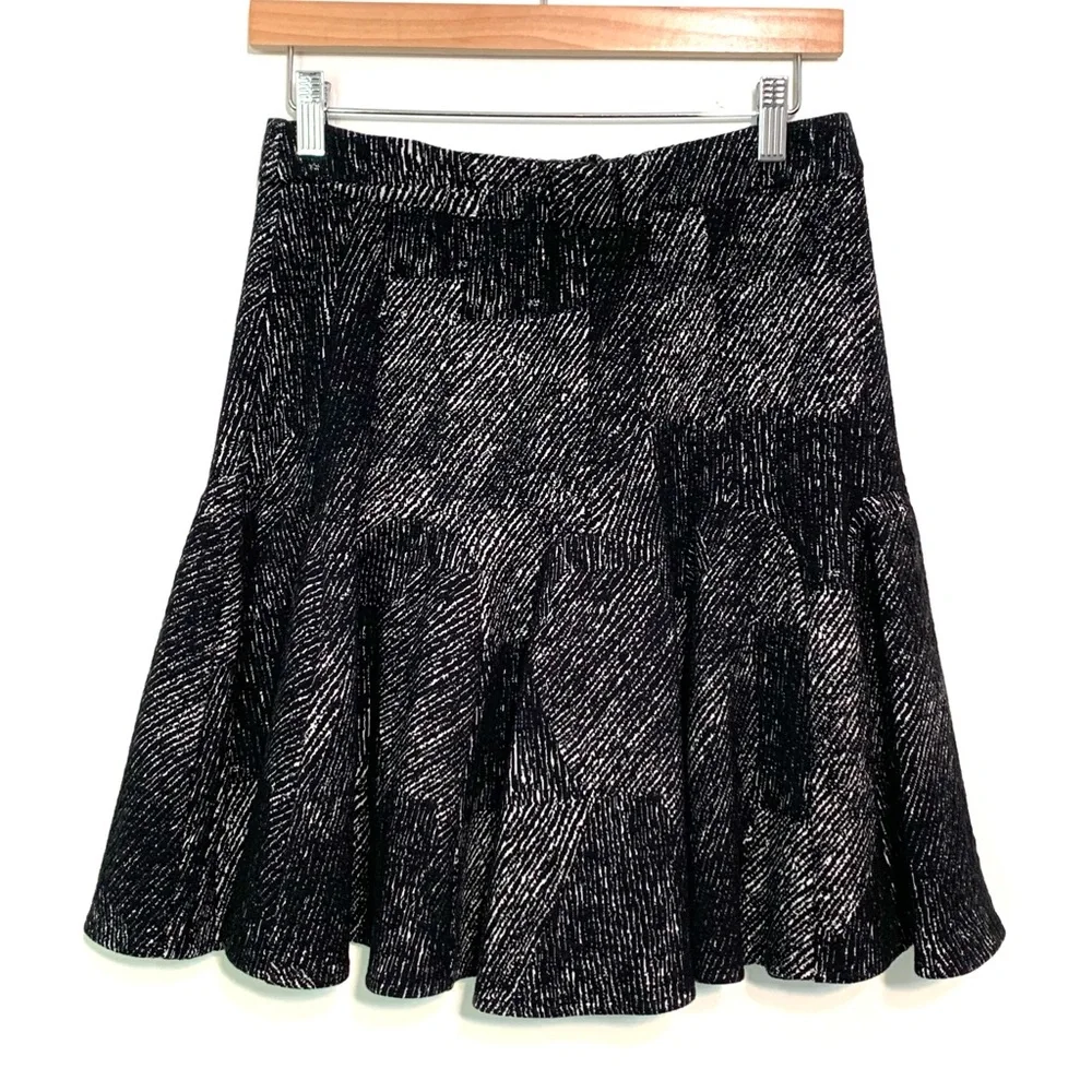 Banana Republic Godet Mini Skirt Black and White Striped Size 14 High Waist